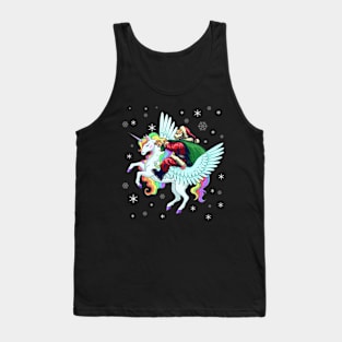 Santa Riding Unicorn Cute Christmas Tank Top